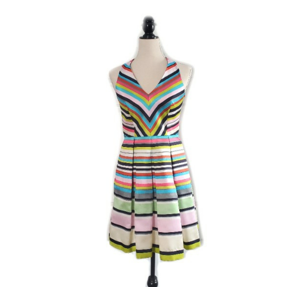 Stunning Taylor Striped Halter Dress